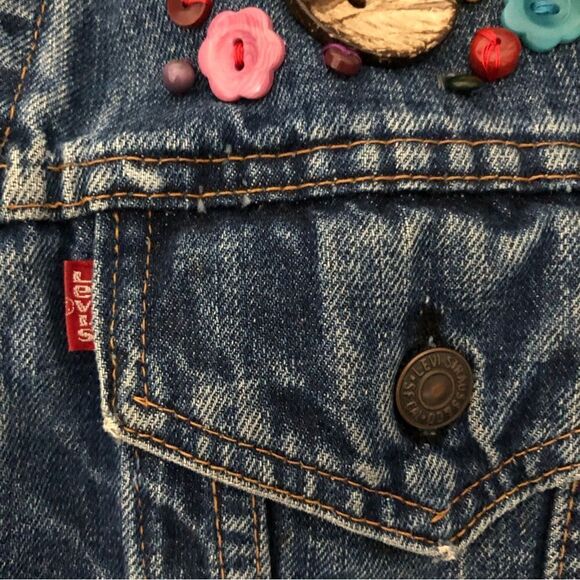 Levi’s Vintage Embellished Denim Jacket Buttons & Beads Size Large - Picture 6 of 11